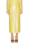 Sev Sequin Midi Skirt In Yellow