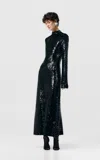 Sev Sequined Long-sleeved Gown In Black