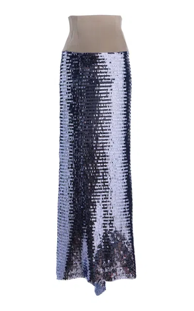Sev Sequined Maxi Skirt In Purple