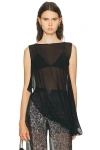 Sev Silk Side Drape Top In Black