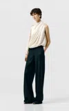Sev Single-sleeve Draped Satin Top In Ivory