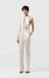 Sev Straight Cut Satin Pants In Ivory