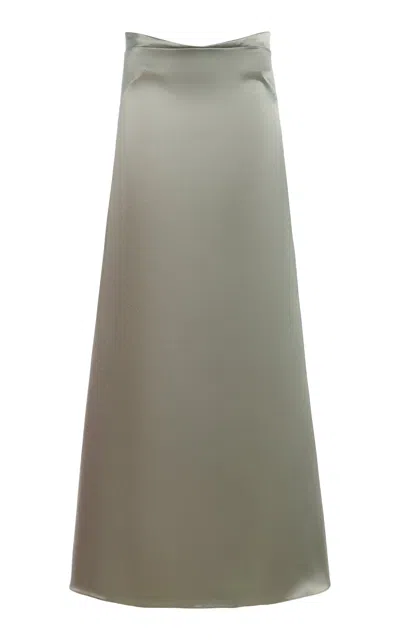 Sev Strapless A-line Satin Midi Dress In Green