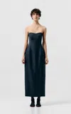 Sev Strapless Tailored Wool Maxi Dress In Navy