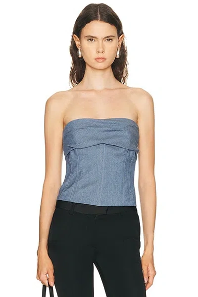 Sev Tailored Drape Corset Top In Blue