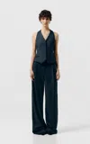 Sev Tailored Halter Lightweight Wool Vest In Navy