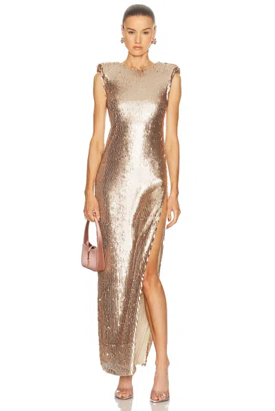 Sev V-back Sculpted Sequin Dress In Gold