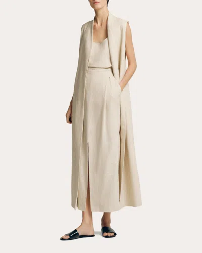 Sev Women's Linen Shawl Collar Long Vest In Neutral