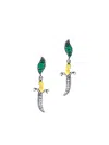Sevan Biçakçi 24k Yellow Gold Dagger Emerald And Diamond Drop Earrings In Metallic