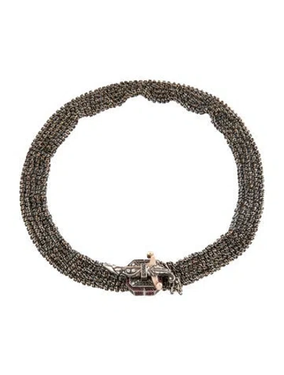 Pre-owned Sevan Biçakçi Diamond & Ruby Dagger Woven Choker Necklace, 13" In Multi