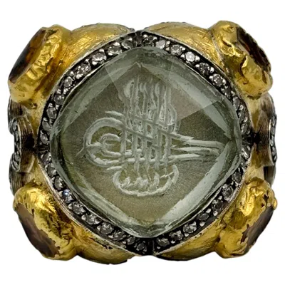 Pre-owned Sevan Biçakçi Sevan B?çakç? 18k Gold, Silver, Rock Crystal And Diamond Cocktail Ring In Multi