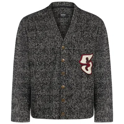 Sevdrus Black / Silver Jack Of Stripes Unisex Cardigan With Embroidered In Black/silver