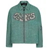 Sevdrus Men's Black / Green Emerald Ace Unisex Wool Coat With Embroidered In Black/green