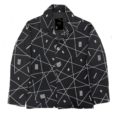 Sevdrus Men's Black / Grey Unisex Full Embroidered Monolith Oversized Jacket In Black/grey
