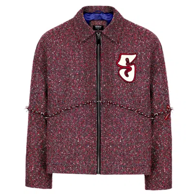 Sevdrus Men's Black / Red Rouge Royal Unisex Wool Coat With Embroidered In Black/red
