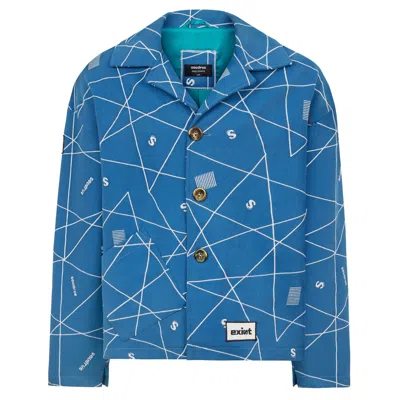 Sevdrus Men's Blue / White Unisex Full Embroidered Exist Jacket Runway Collection In Blue/white