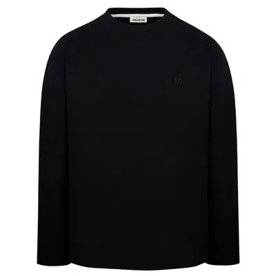Sevdrus Men's Unisex Waffle Textured Long Sleeve Cotton T-shirt Black
