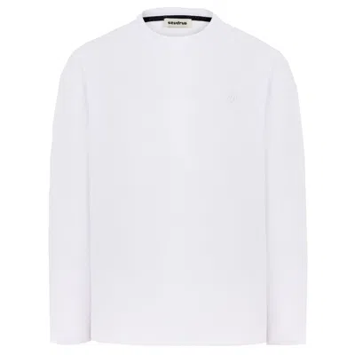 Sevdrus Men's White / Neutrals Unisex Cotton White Long Sleeve Tee Basic
