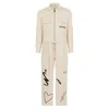 Sevdrus Men's White Unisex Full Embroidered Jumpsuit Scops  In White