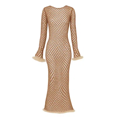 Sevdrus Women's Gold / Brown / Neutrals Beach Breeze Dress Limited Handmade Series