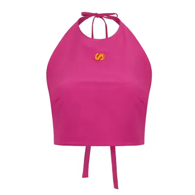Sevdrus Women's Pink / Purple Embroidered Backless Pink Bustier In Pink/purple