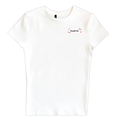 Sevdrus Women's White / Neutrals White Ticket Fit Body Embroidered T-shirt