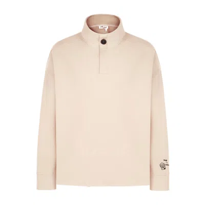 Sevdrus Women's White Unisex Cream High Collar Oversized Sweatshirt Scops
