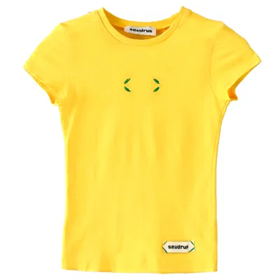 Sevdrus Women's Yellow / Yellow / Orange Summer Brazil Ticket Embroidered Fit Body T-shirt