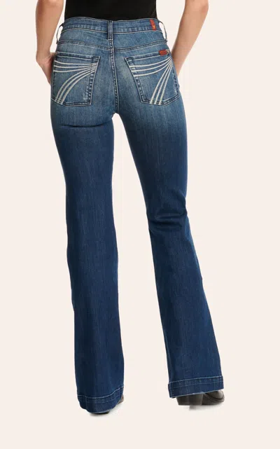 Seven 7 For All Mankind Women's Dojo Lake Blue Mid Rise Trouser Jeans