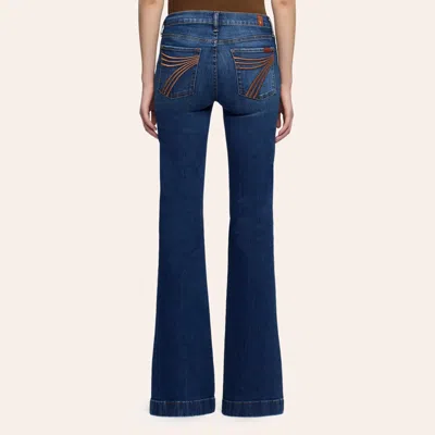 Seven 7 For All Mankind Women's Dojo Loom Slim Illusion Copper Stitched 34" Trouser Jeans In Blue