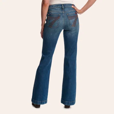 Seven 7 For All Mankind Women's Dojo Medium Wash Trouser Jeans In Stonewash Blue