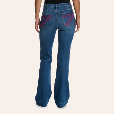 Seven 7 For All Mankind Women's Dojo Moonwater Mid-rise 32" Trouser Jeans In Stonewash Blue