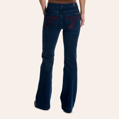 Seven 7 For All Mankind Women's Dojo Shadowleaf Mid Rise 36" Trouser Jeans In Dark Stonewash
