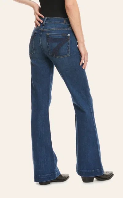 Seven 7 For All Mankind Women's Medium Wash Tailorless Dojo Melrose Mid Rise Trouser Jeans In Blue