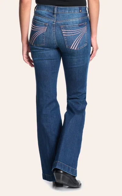 Seven 7 For All Mankind Women's Pink Stitch Dojo Tailorless Trouser Jeans In Blue