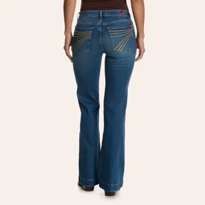 Seven 7 For All Mankind Women's Tailorless Dojo Retro Fade Mid Rise 32" Trouser Jeans In Blue