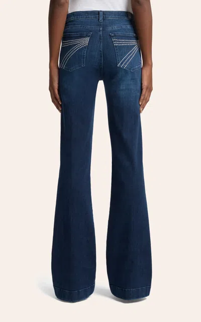 Seven 7 For All Mankind Womenâ€™s Dojo Baltimora Dark Wash Crystal Pocket Trouser Jeans In Blue