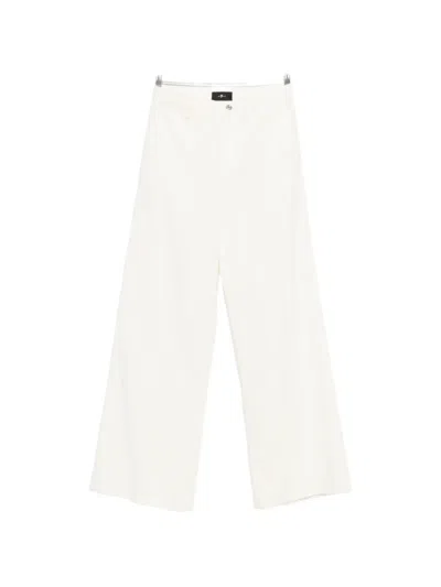Seven Button-fastening Wide-leg Jeans In White