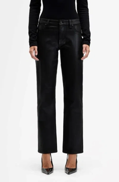 Seven Calie Coated Mid Rise Straight Leg Jeans In Black