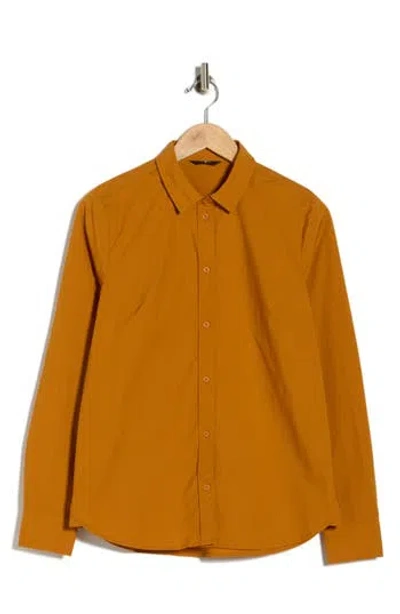 Seven Classic Long Sleeve Button-up Shirt In Brown