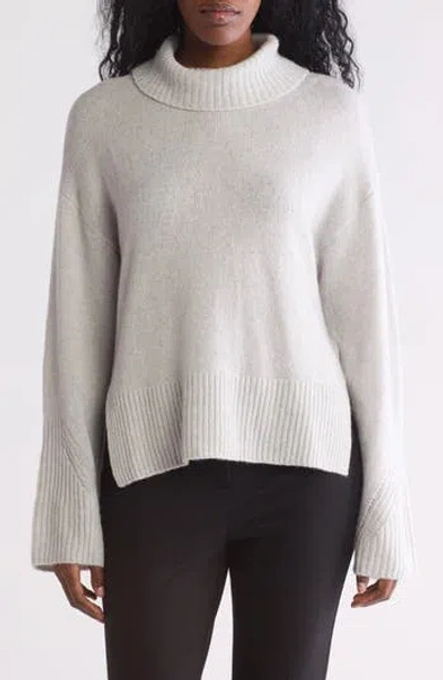 Seven Cozy Turtleneck Step Hem Sweater In Light Grey