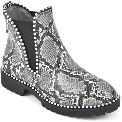 Seven Dials South End Womens Faux Leather Embellished Ankle Boots In Multi
