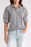 Seven Everyday Button-down Shirt In Black White Stripe