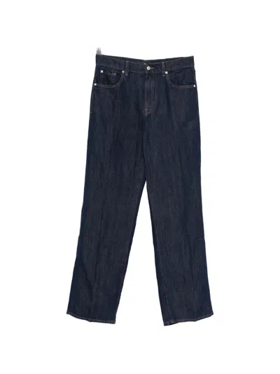 Seven Stovepipe Straight Denim Jeans In Black