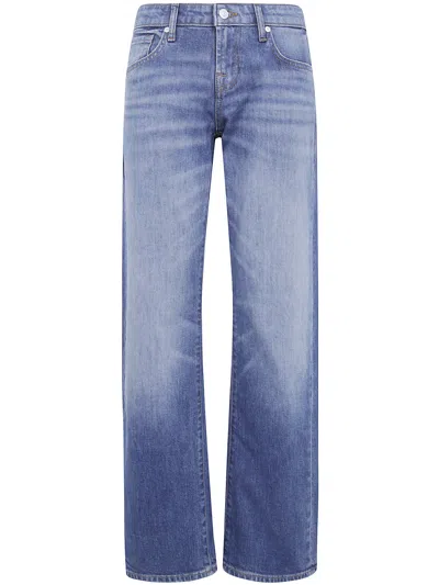 Seven For All Mankind Belted Low Stright Wide Leg Denim In Blue
