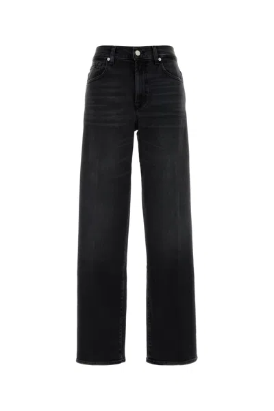 Seven For All Mankind Black Stretch Denim Stovepipe Jeans