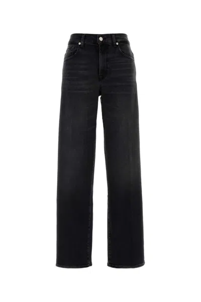 Seven For All Mankind Black Stretch Denim Stovepipe Jeans