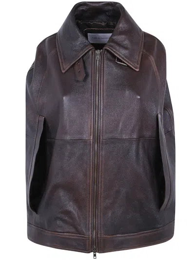 Seven For All Mankind Cape Leather "cape" In Brown