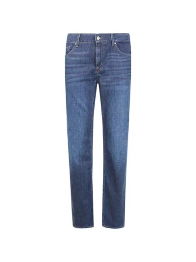 Seven For All Mankind "dastraightuniverse" Mix Silk Classic Jeans In Blue