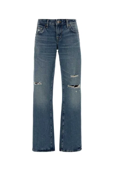 Seven For All Mankind Denim Low Straight Jeans In Blue